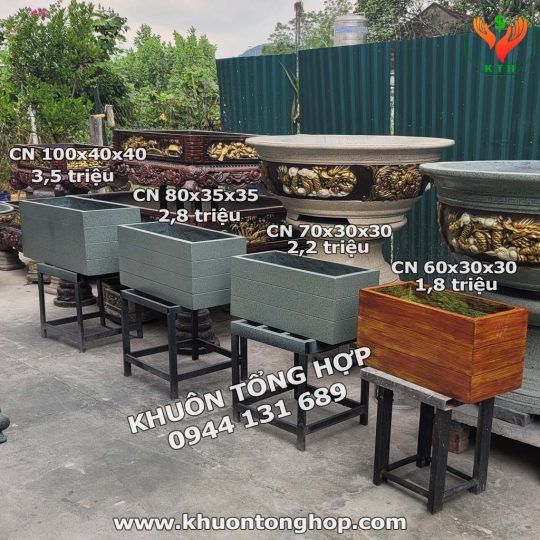 khuôn chậu chữ nhật xi măng nhẹ