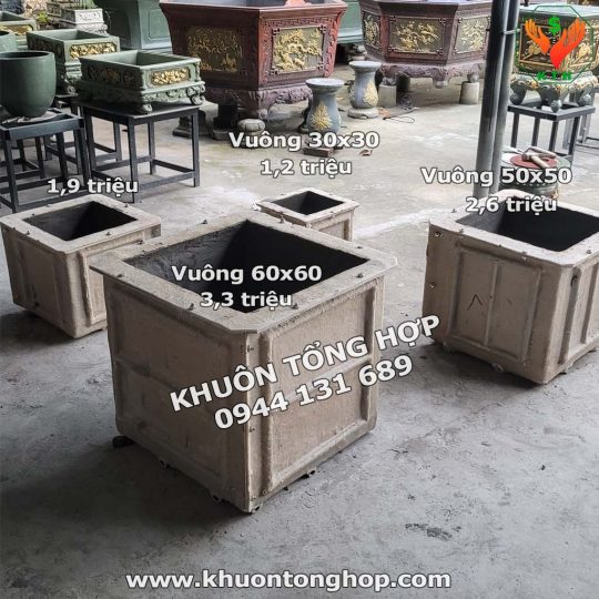 khuôn chậu xi măng nhẹ vuông