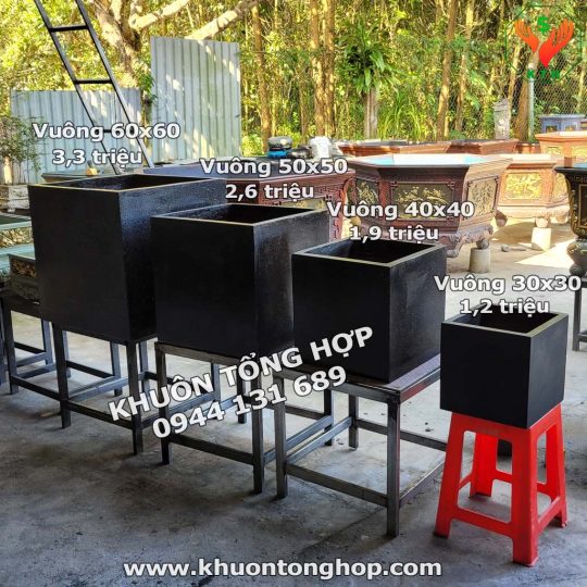 khuôn chậu xi măng nhẹ vuông